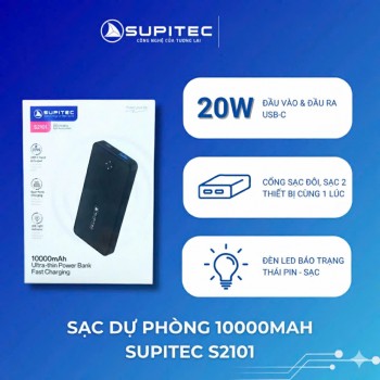 Sạc dự phòng Supitec 10000mAh ( Bảo hành 6 tháng )