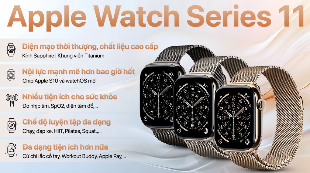 Apple Watch Series 11 GPS + Cellular 46mm viền Titanium dây Milan
