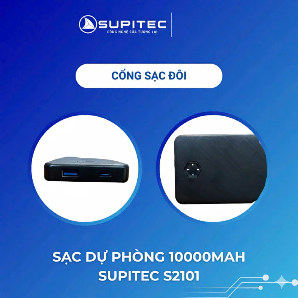 Sạc dự phòng Supitec 10000mAh ( Bảo hành 6 tháng )